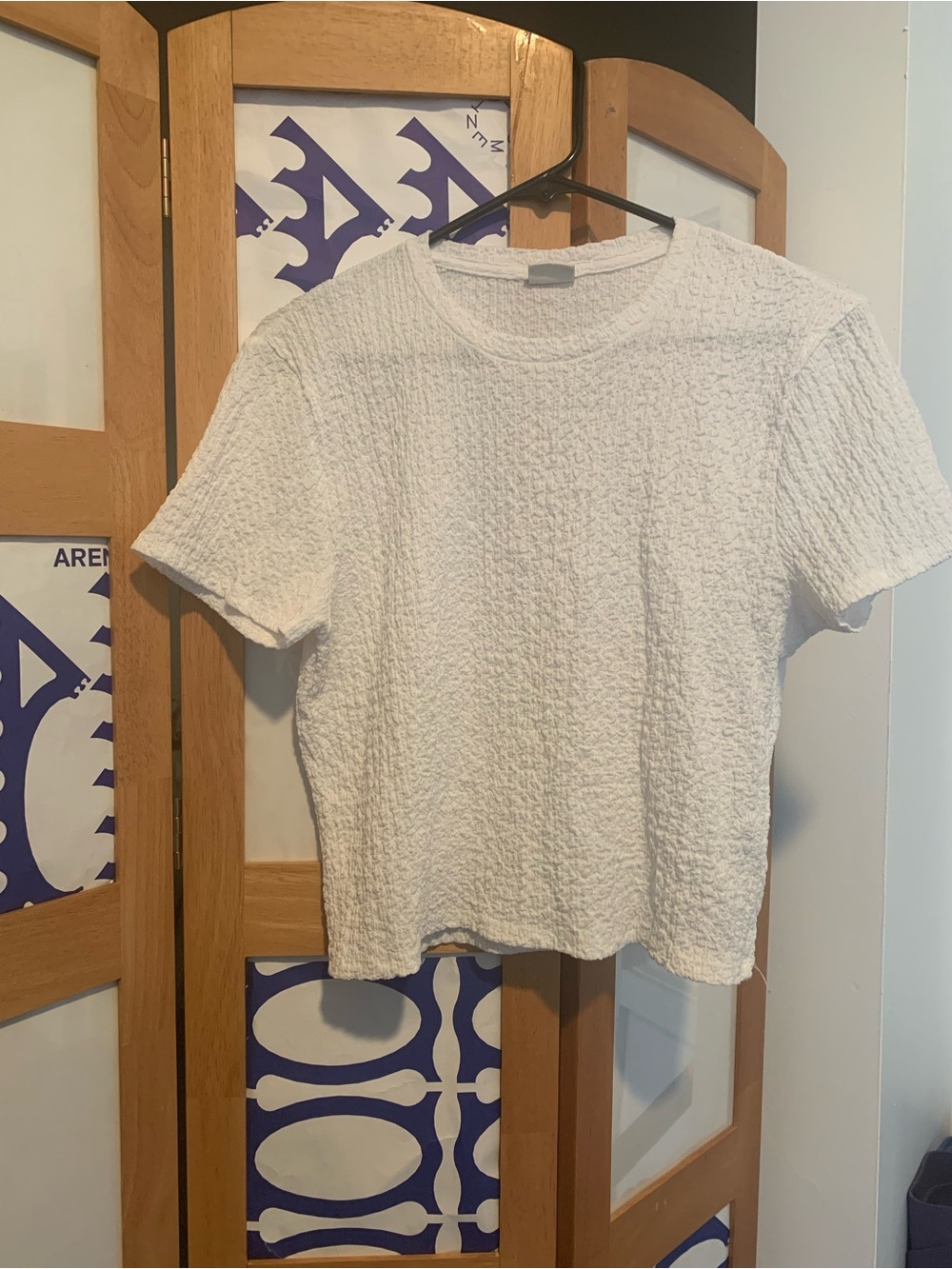 Abercrombie & Fitch White Textured Short Sleeve Tee